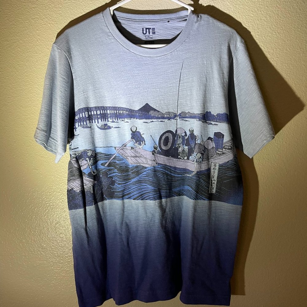 Uniqlo Hokusai Blue Graphic Tee